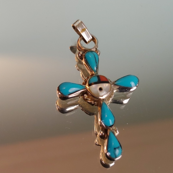 Jewelry - Silver and turquoise cross pendant